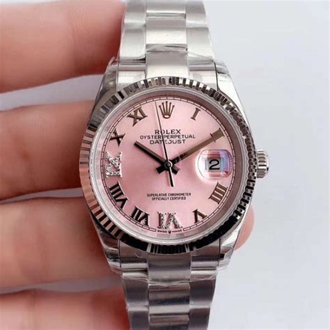 womens rolex watch pink face|Rolex 34 datejust pink face.